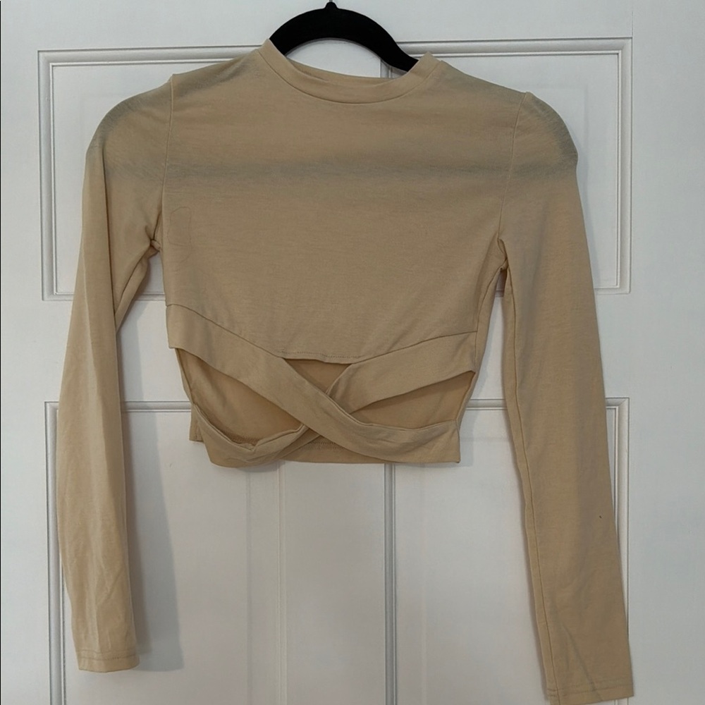 SHEIN Beige Twist Front Crop Top